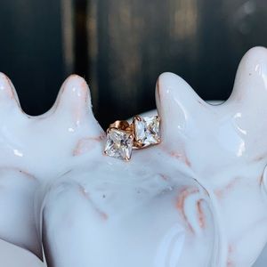 CZ 14KRG Stud Earrings NWOT